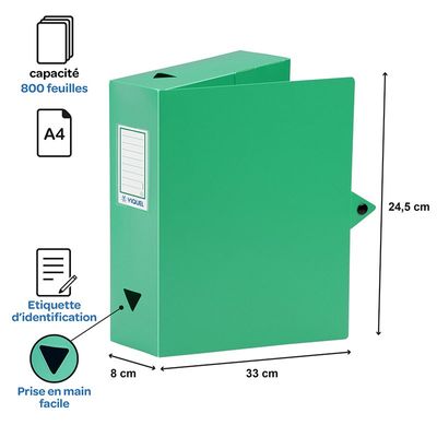 Viquel - Boîte de classement plastique - dos 80 mm - disponible dans différentes couleurs
