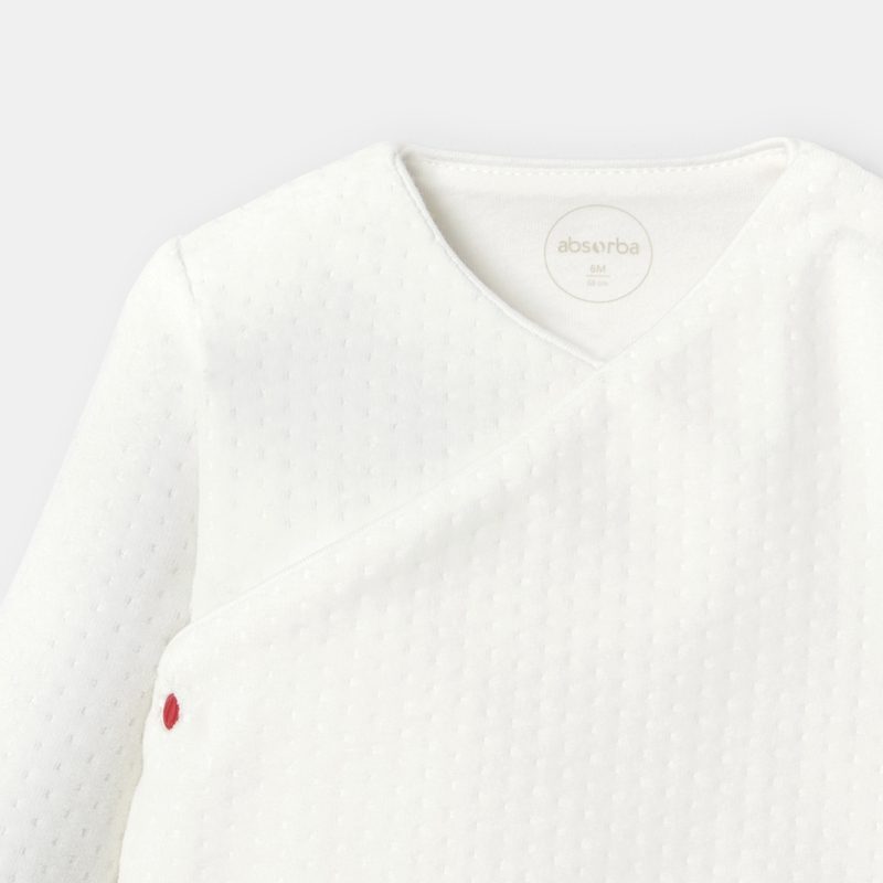 Pyjama cache-cœur en velours blanc naissance Absorba