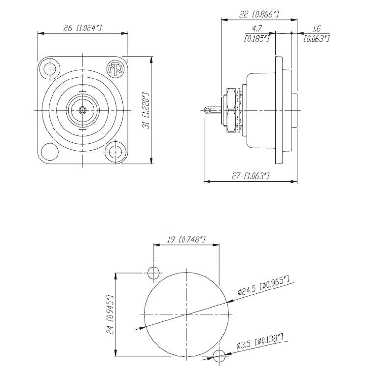 Neutrik NBB75 DSIB BNC chassisdeel