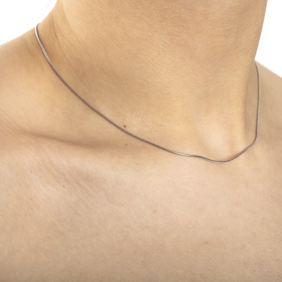 Schlangenkette 750/18 K Weissgold 0.9mm