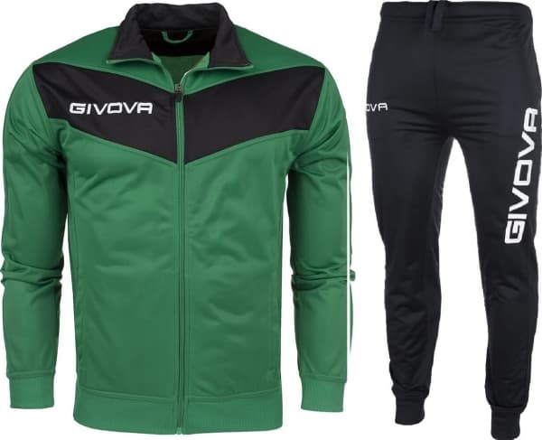 Givova Fotball trening treningsdress sett sweatshirt bukser Givova Tuta Visa Triacetato grønn og svart TR018 1310 M