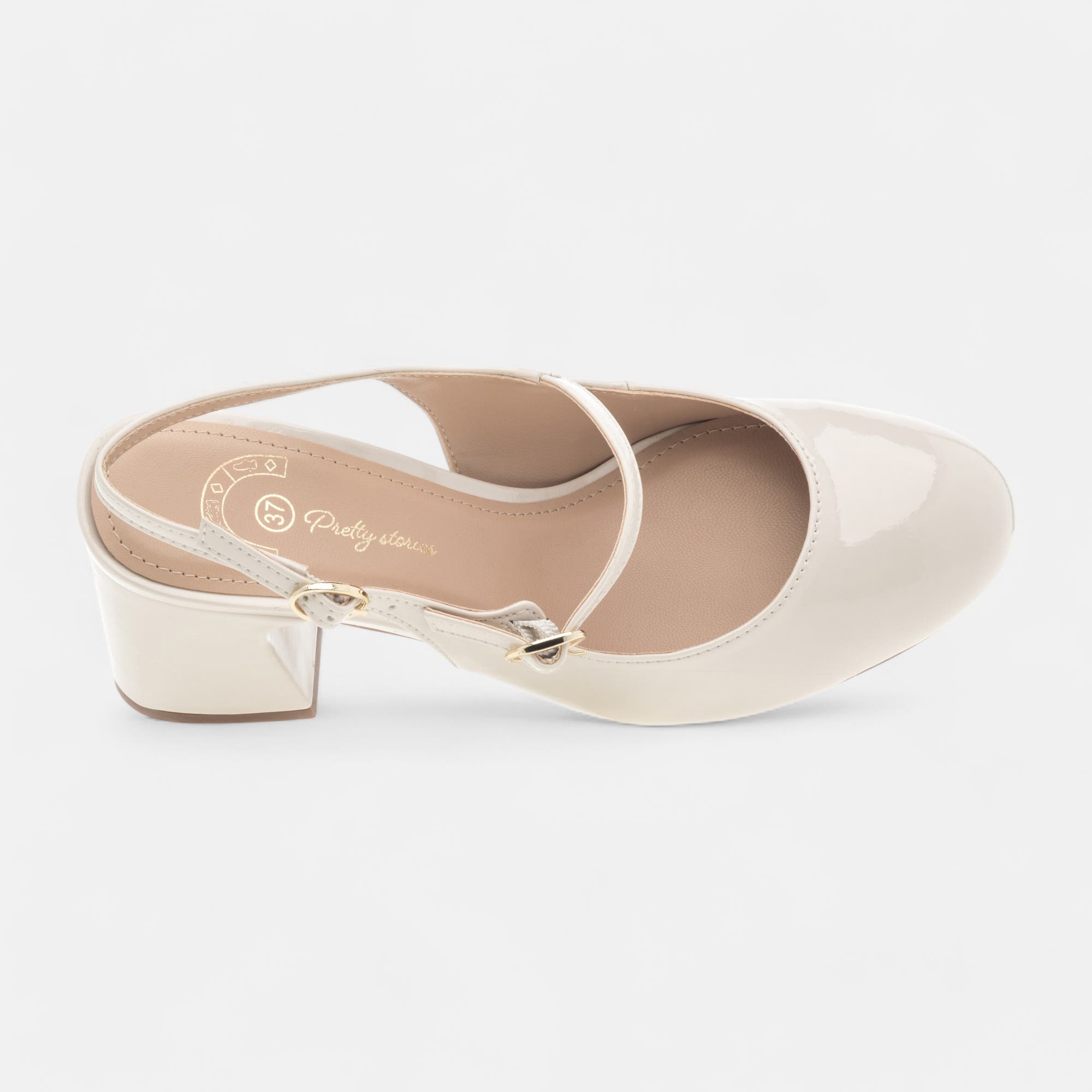 Escarpins avec bride arrière à talon Femme beige