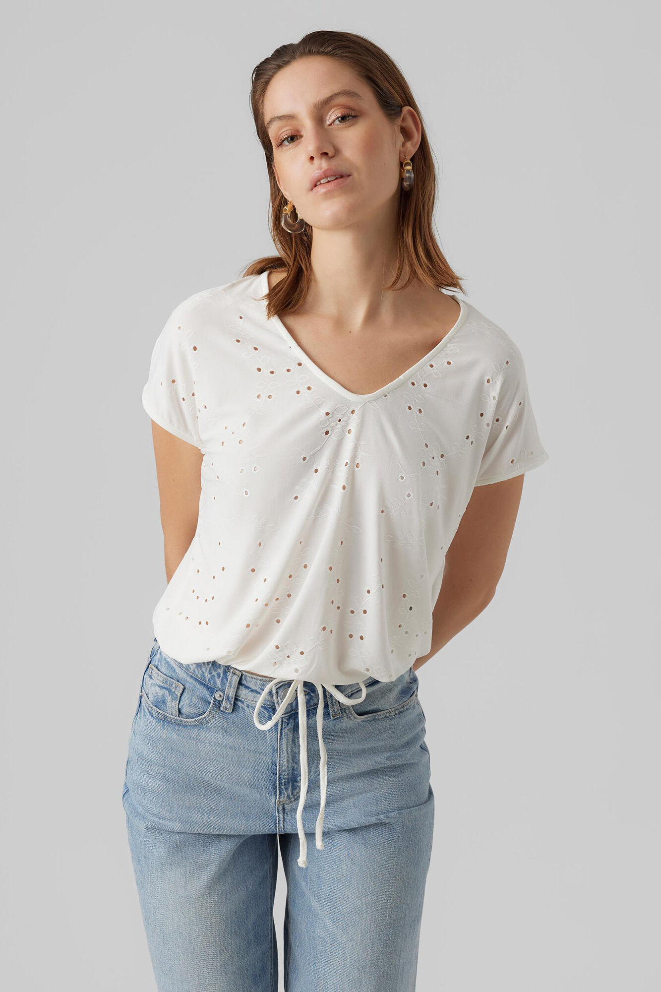 Camisa curta e curta - Branca