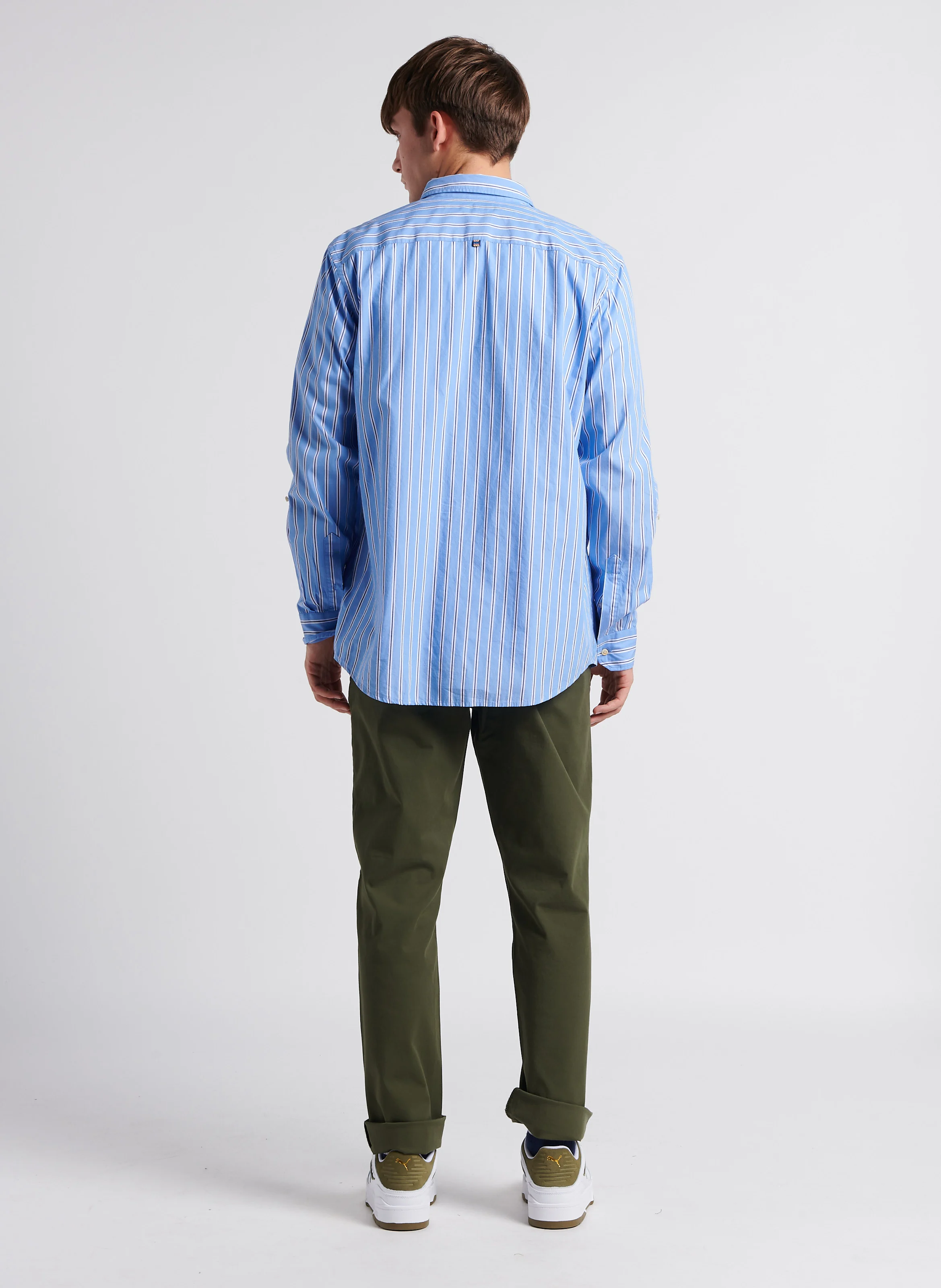 Chemise col américain en coton | Bleu