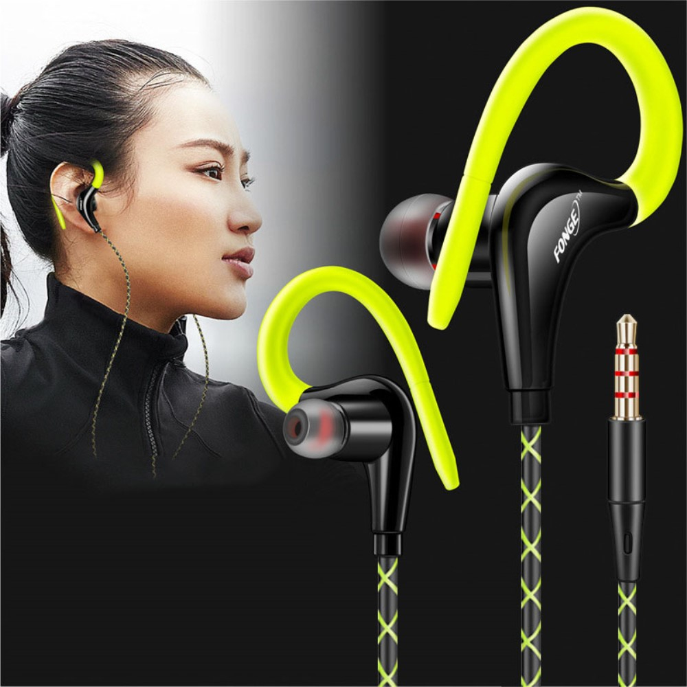 In-Ear Sport Kopfhörer Headset 3.5mm Klinken Anschluss mit Mikrofon   Ohrbügel - Weiss