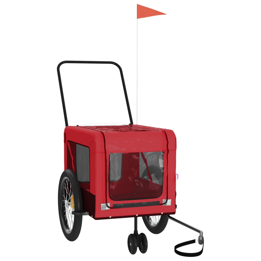 vidaXL Pet Bicycle Trailer Iron Oxford Cloth Vermelho Preto