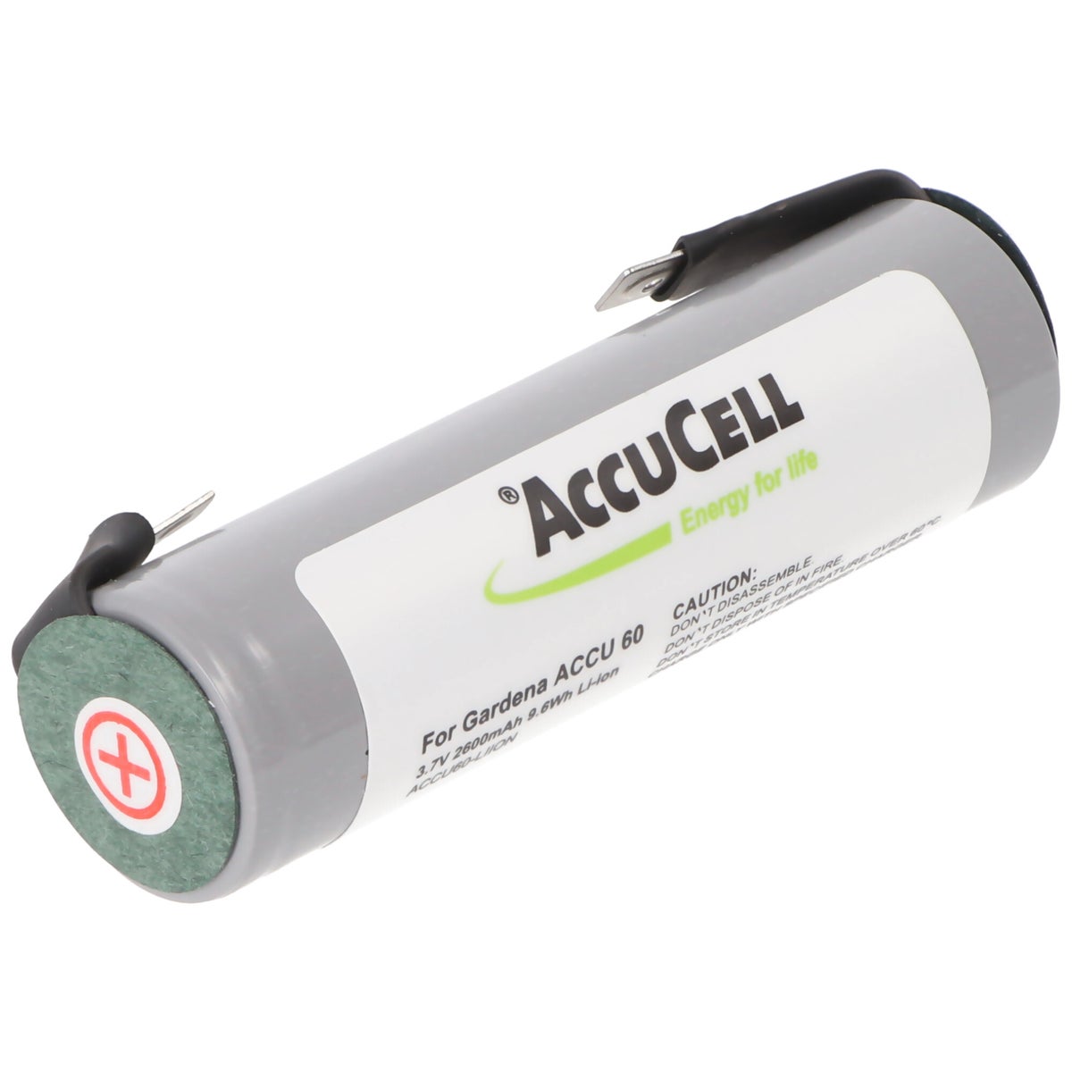 Li-ion accu 18650 geschikt voor Bosch Ciso 3,7V, 65x18,55mm, met 2,8mm en 4,8mm stekkercontacten