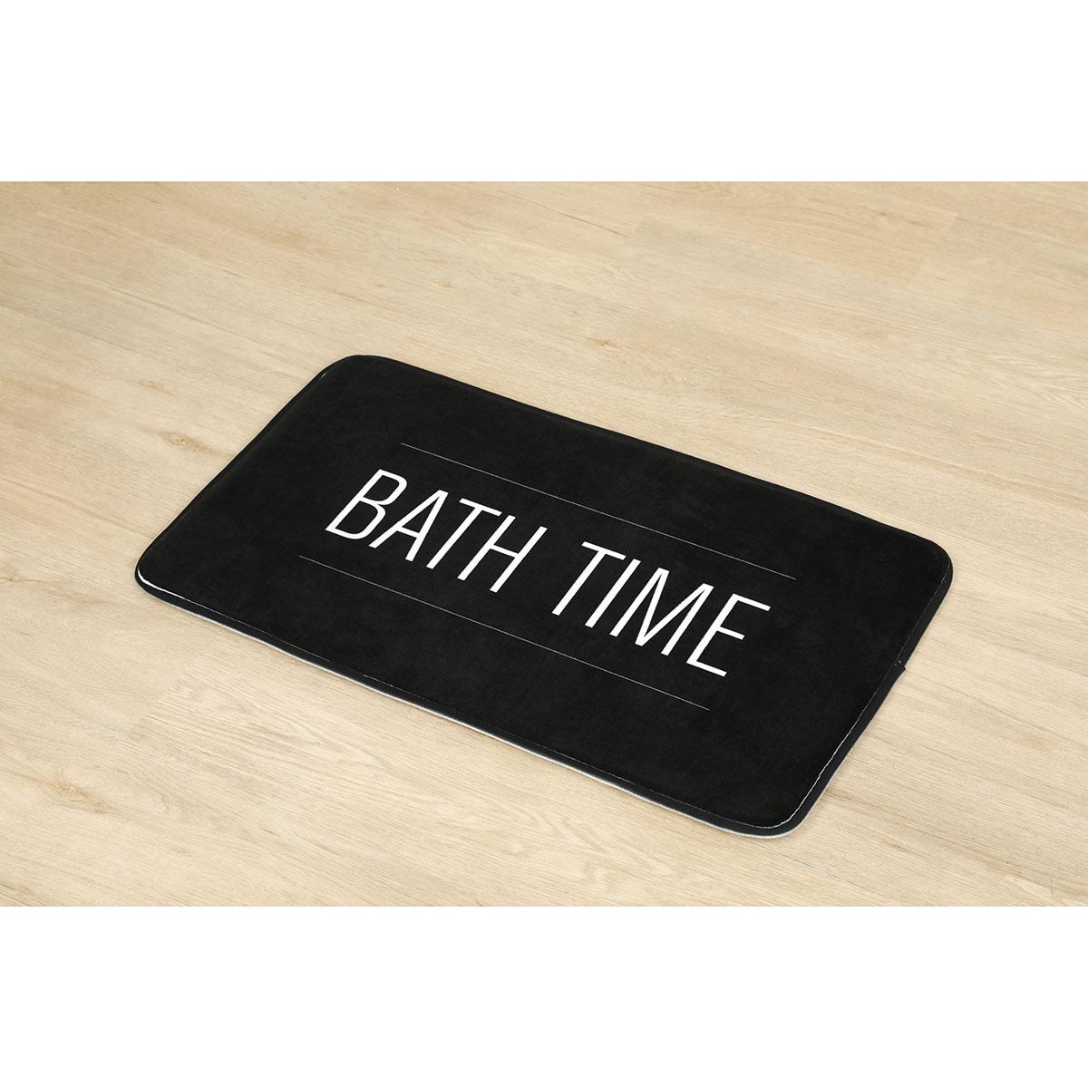 TAPIS MICROFIBRE IMPRIME 45X75CM NEO RETRO NOIR