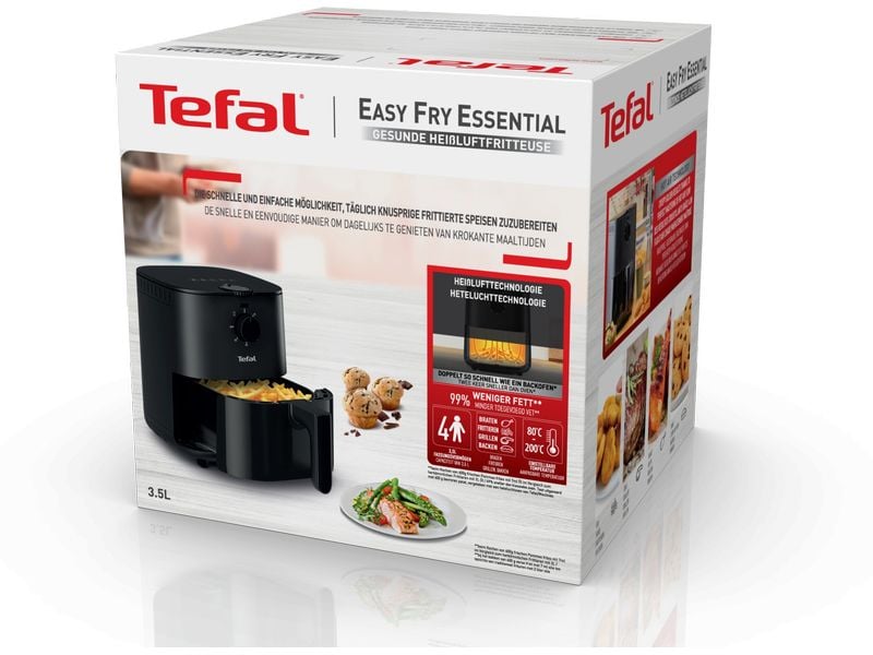 Tefal Heissluft-Fritteuse Easy Fry Essential EY1308 3.5 l Heissluft-Fritteuse für köstliche und gesunde Gerichte