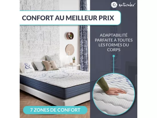 Naturalex - Matelas 140x190 cm - Mousse Mémoire de forme HR - Accueil Blue Latex - Très épais 30 cm, Confortable, Face été, hiver - Antibactérien - PerfectSleep