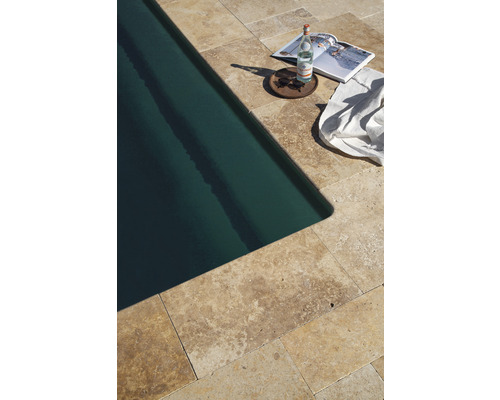 FLAIRSTONE Zwembadrandsteen Napoli element recht bruin 1 lange zijde afgerond 61x35 x 3 cm