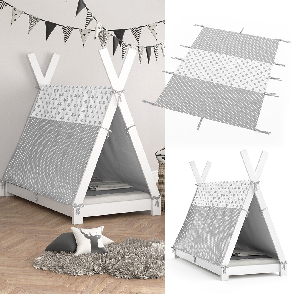 Vitalispa Überwurf Kinderbett Indianerzelt für Tipi Bett 80x160cm Zeltbett Zelt