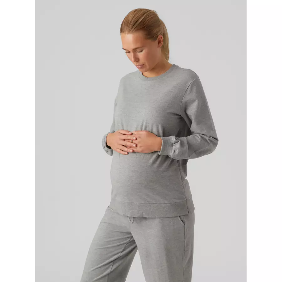 mama;licious Umstandssweatshirt MLSILJA VITA Light Grey Melange