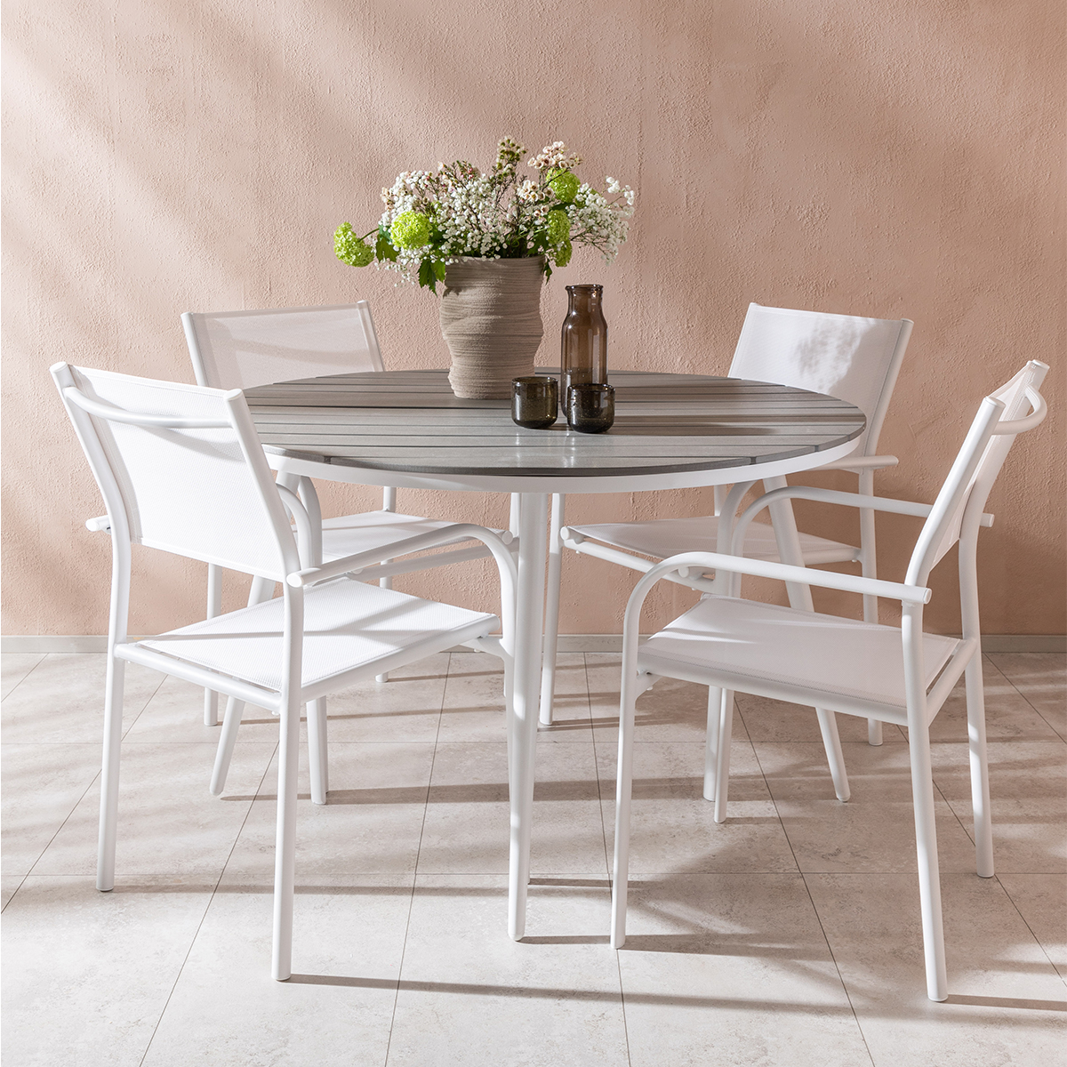Tuintafel Aaron polywood wit Wit