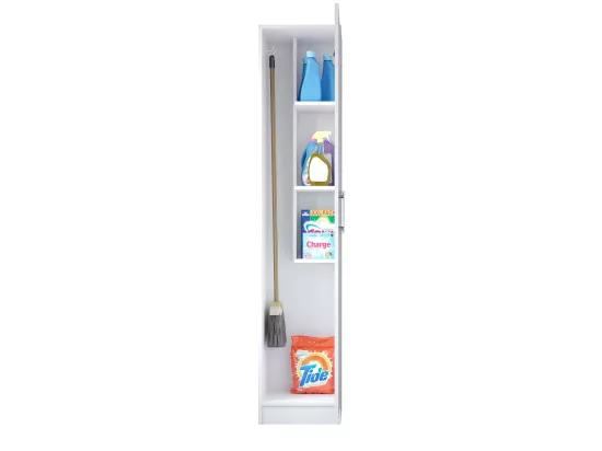 Armoire, placard de rangement avec 1 porte coloris blanc - L. 35 x P. 32 x H. 170 cm
