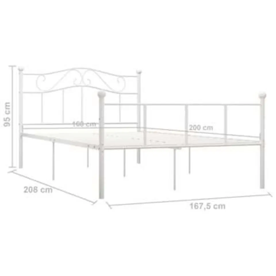 vidaXL - Tweepersoonsbed met hoofdeinde - Wit - Metaal - 160x200 cm