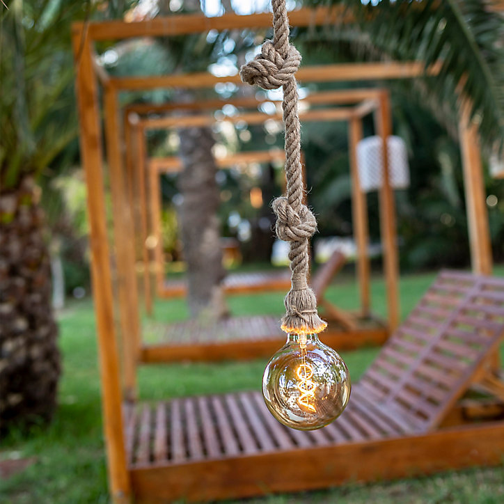 Suspension Simona solaire dimmable LED intégrée naturel 200lm 4,5W IP54 blanc chaud New Garden