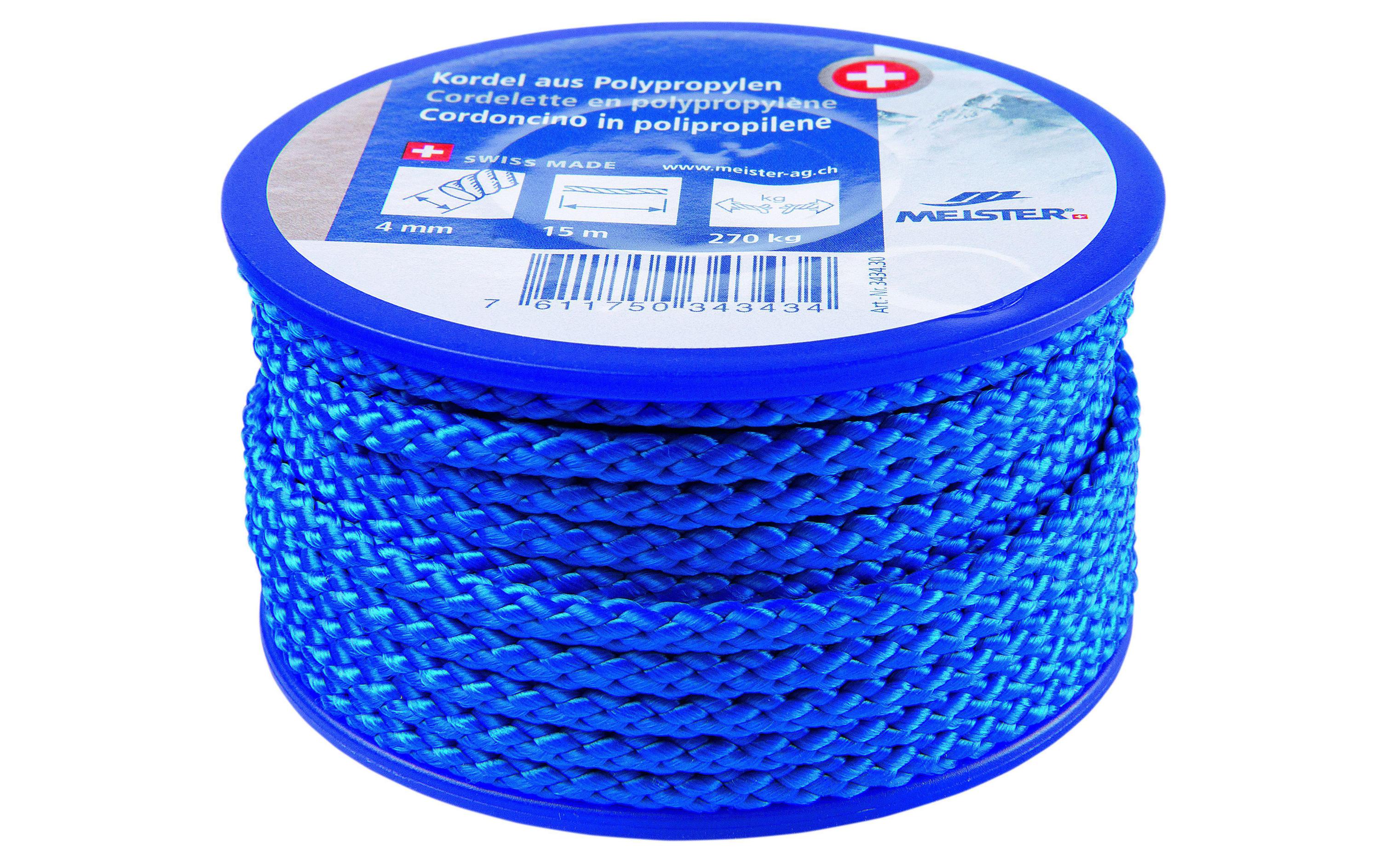 Kordel Ø 4 mm, 15 m, 270 kg, BlauPolypropylensseil UNIVERSAL geflochten