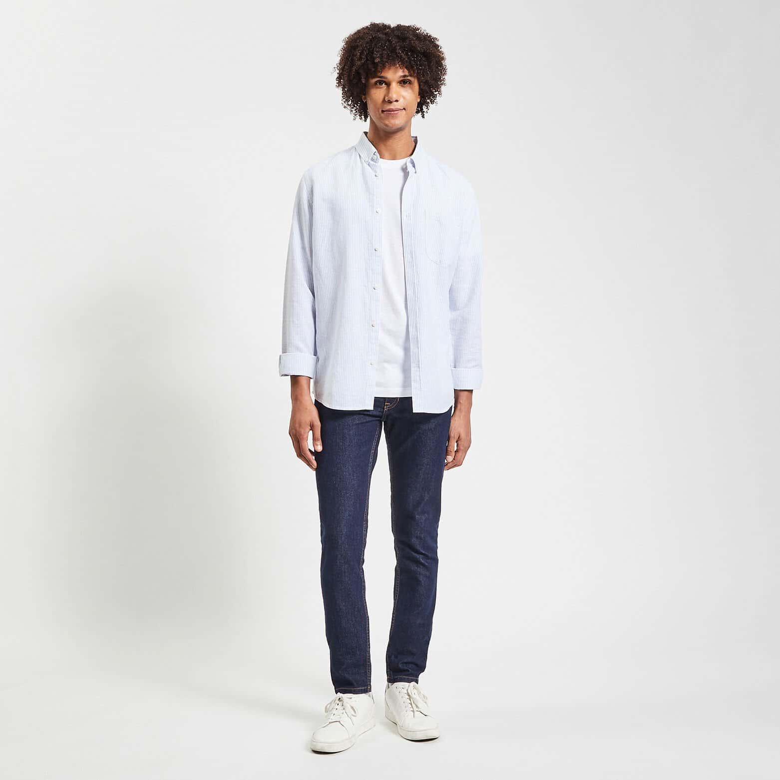 Jean slim en coton et polyester recyclés Bleu
