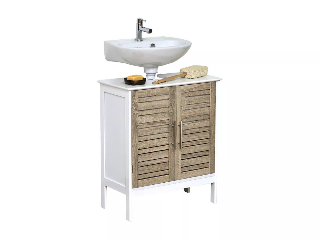 Meuble sous lavabo 2 Portes et 1 Etagère intérieure H 70 cm - Stockholm