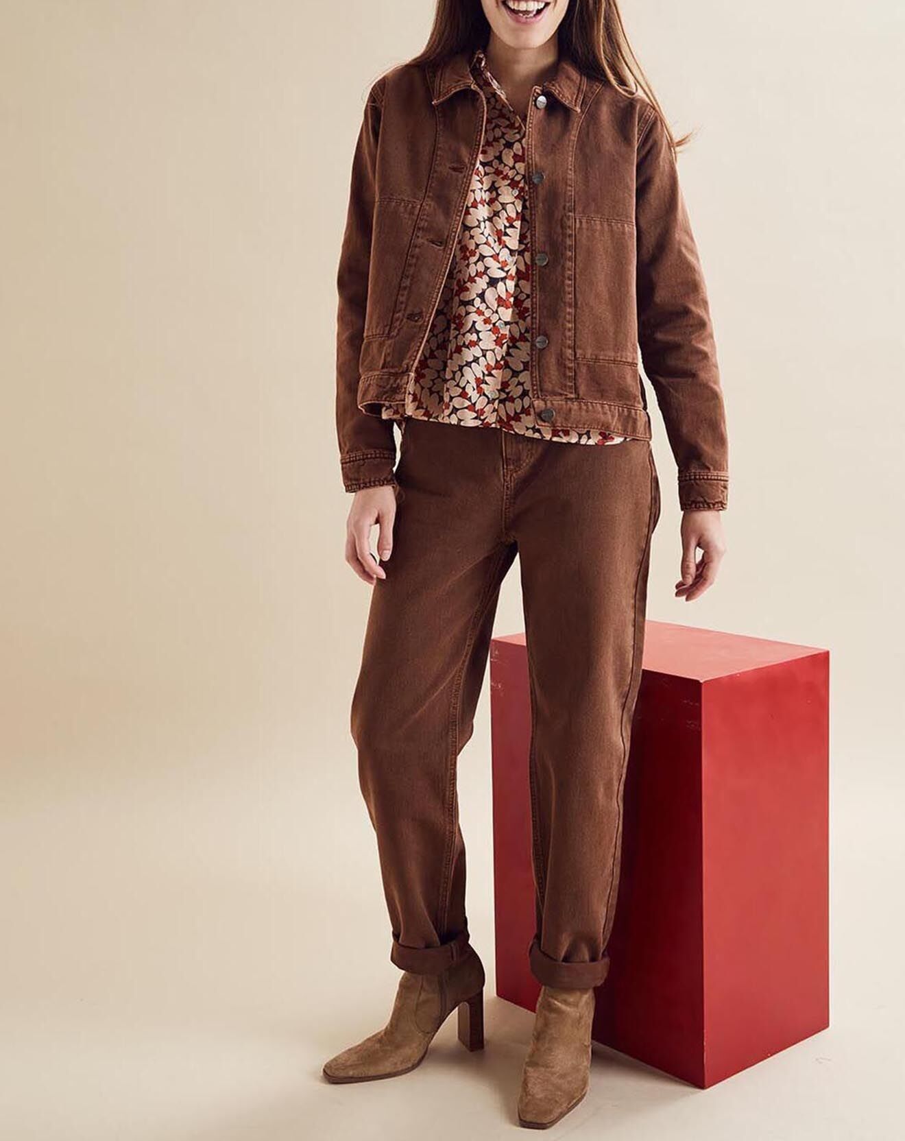 Chloé Stora Veste en jean Up marron
