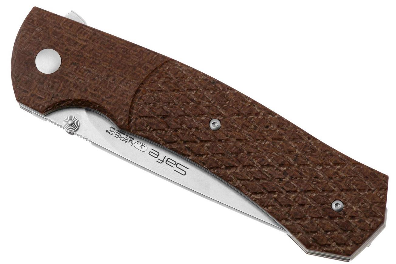 Viper Safe V6016IM3D Böhler M390, Brown Burlap Micarta zakmes, Fabrizio Silvestrelli design