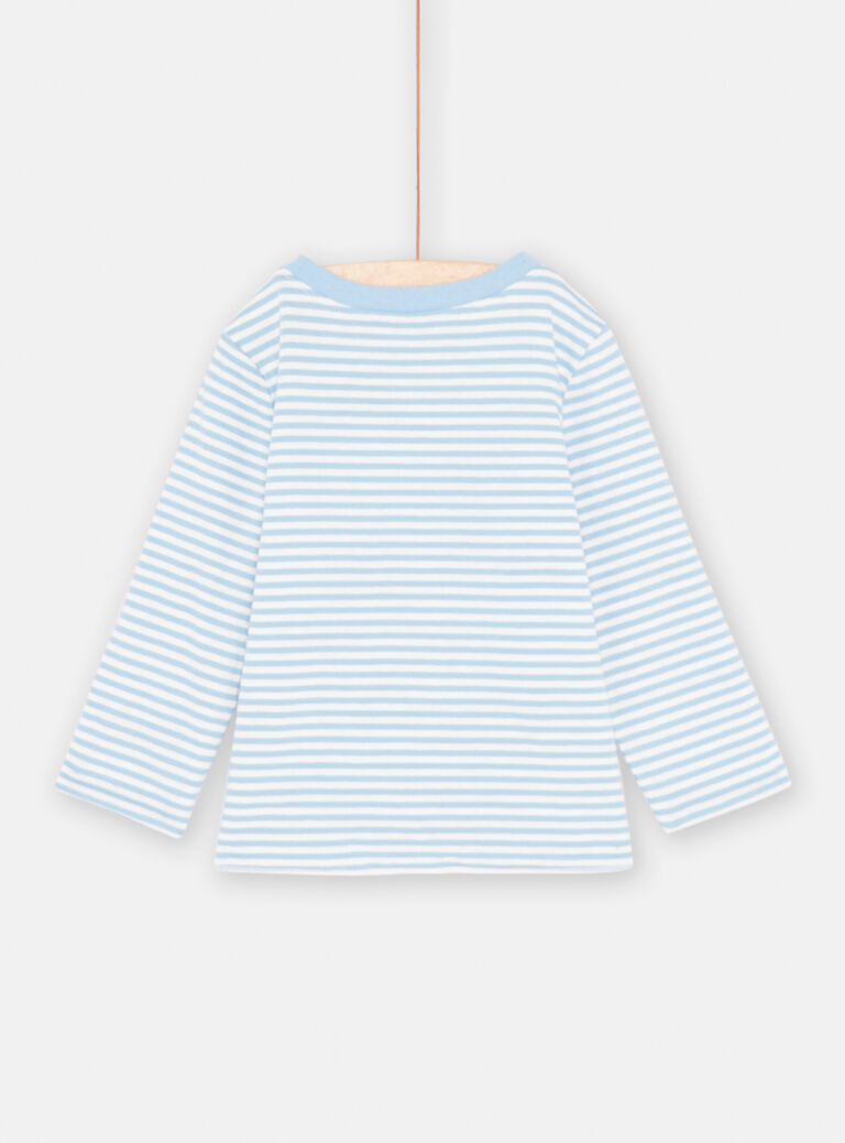 T-shirt bleu clair et blanc réversible bébé garçon