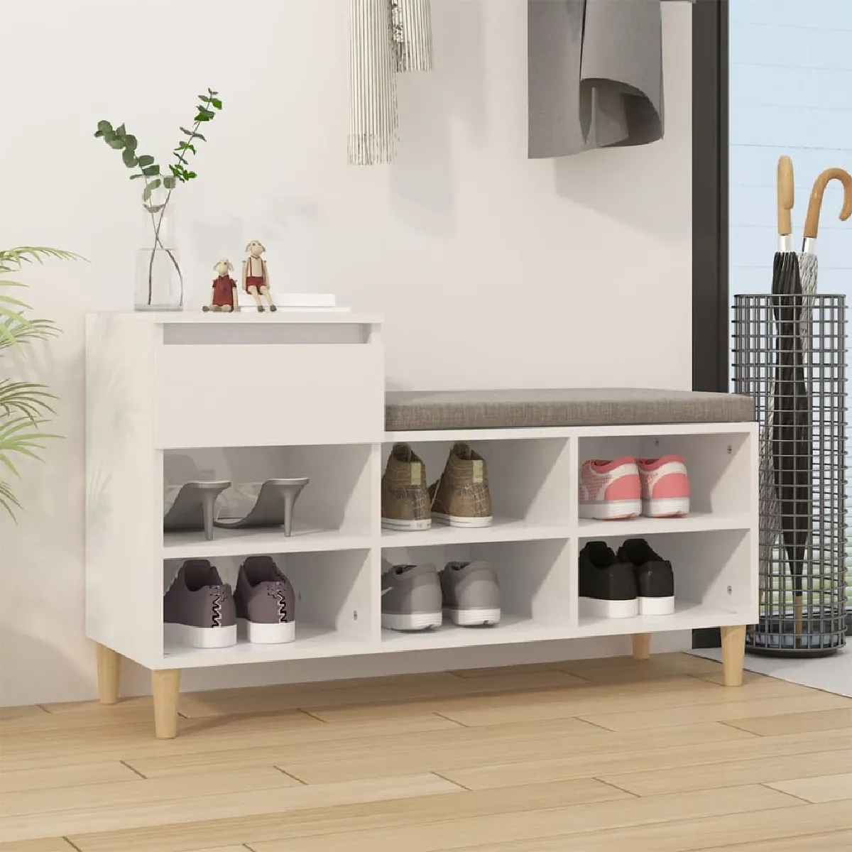 vidaXL Armoire à chaussure Blanc brillant 102x36x60 cm