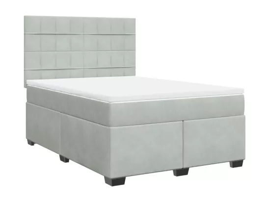 Sommier à lattes de lit et matelas Gris clair 160x200cm Velours