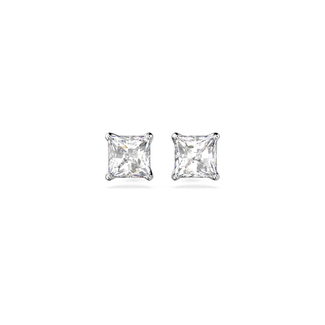 Swarovski Attract Square Ohrstecker, weiss, rhodiniert