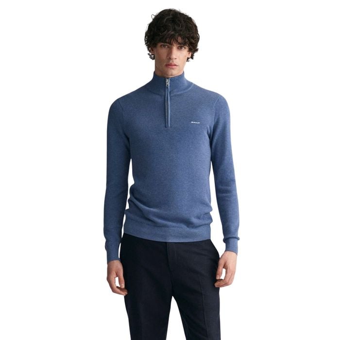 Gant Pique Half Zip Sweater Heren