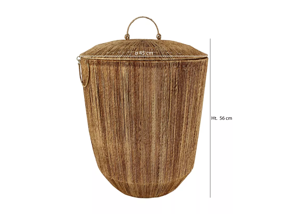 Now's Home - Panier En Jute Naturelle Avec Couvercle Et Poignees D45xh56cm Sibu