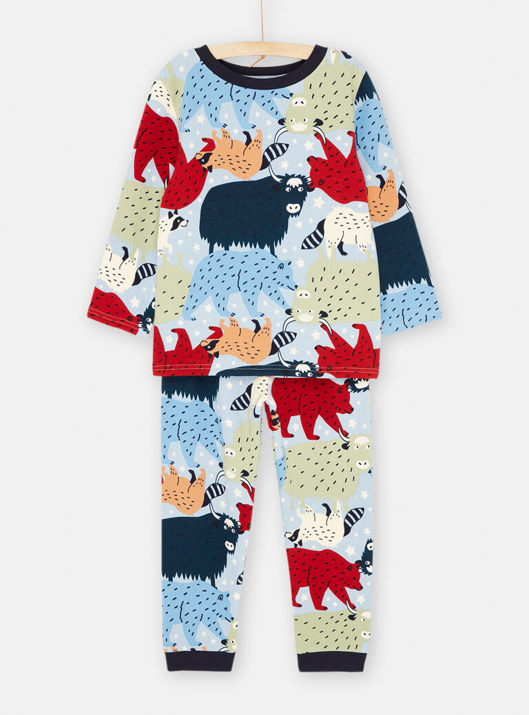 Ensemble pyjama bleu marine phosphorescent à imprimé animaux