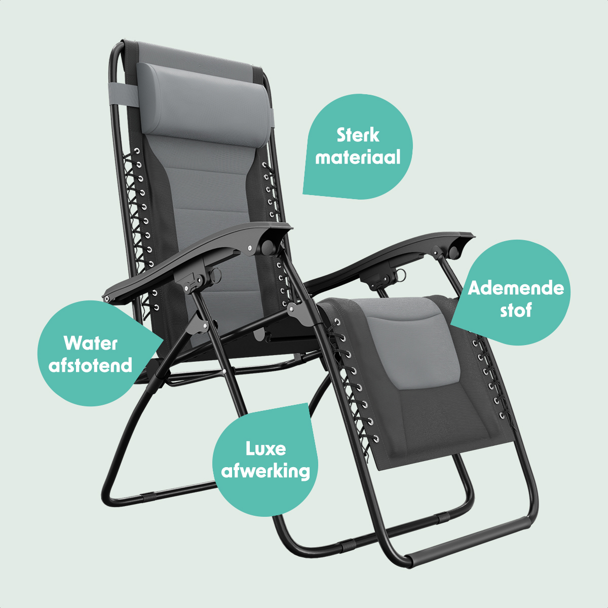 LifeGoods Comfort set van 2 relaxstoelen - Black/Grey
