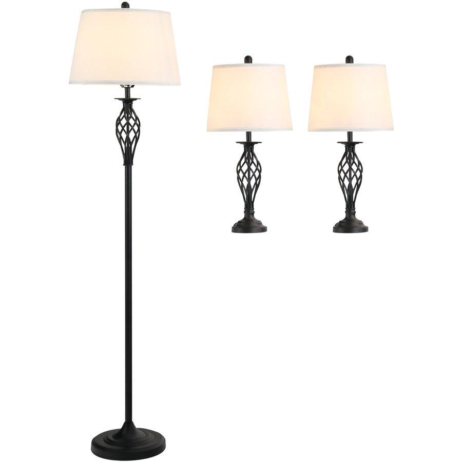 HOMCOM Stehlampe inkl. 2 Tischlampen schwarz, weiß