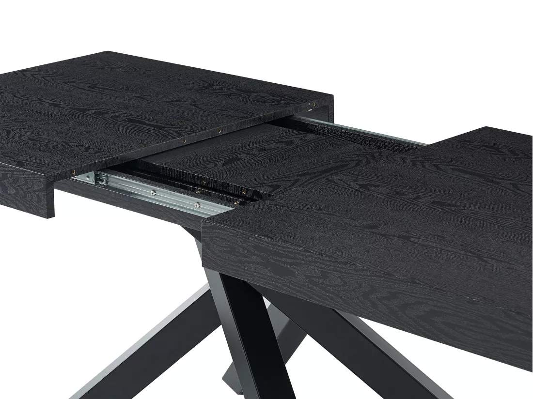 Table à manger extensible 6 à 10 personnes en MDF et métal - Noir - CATONAV