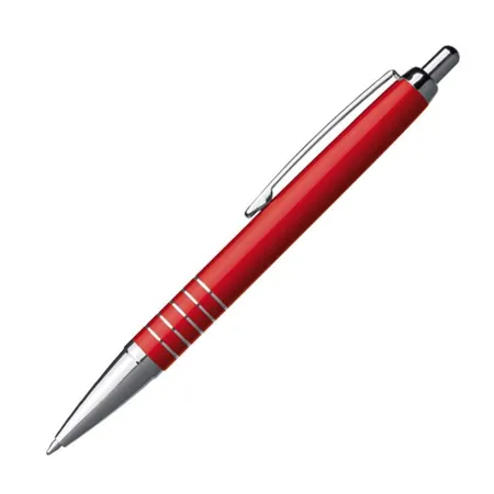 Macma Kugelschreiber aus Aluminium mit 5 Zierringen, rot, 5 Stück