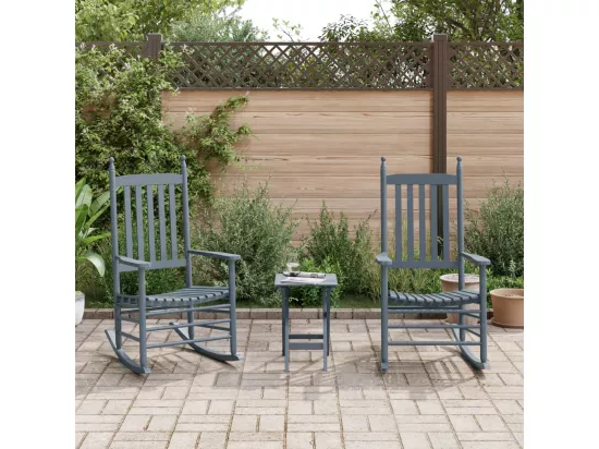 Chaises à bascule lot de 2 table pliable gris massif peuplier