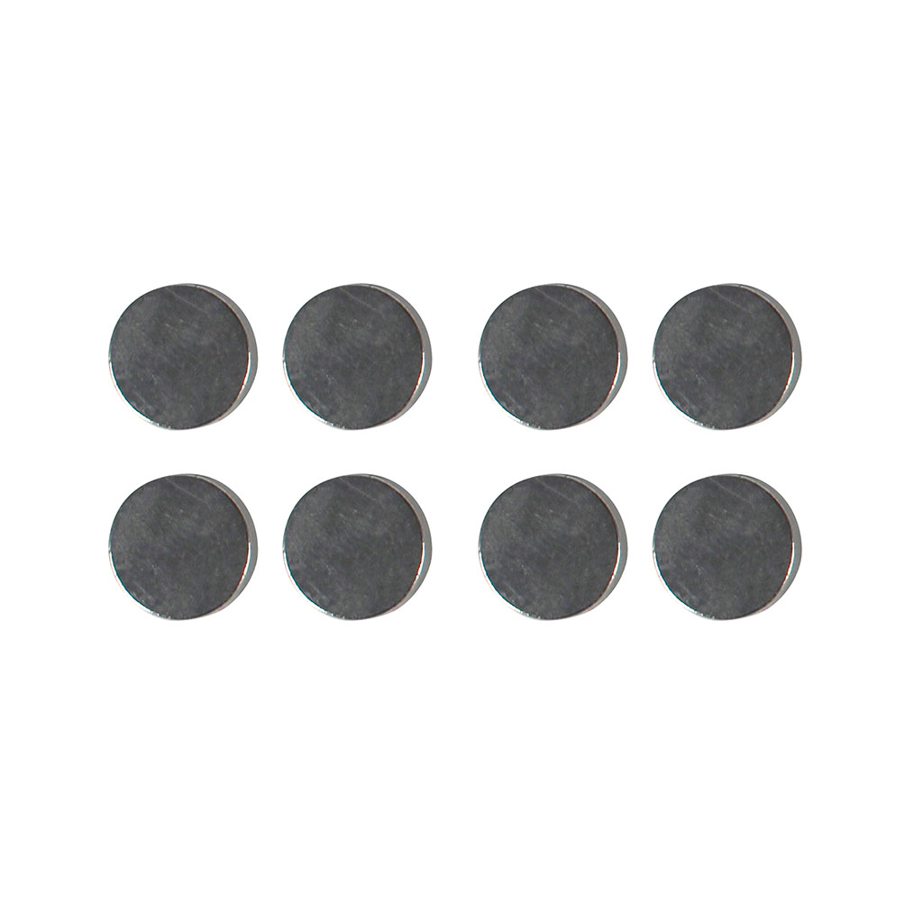 Lot de 8 aimants forts aspect métal 10mm