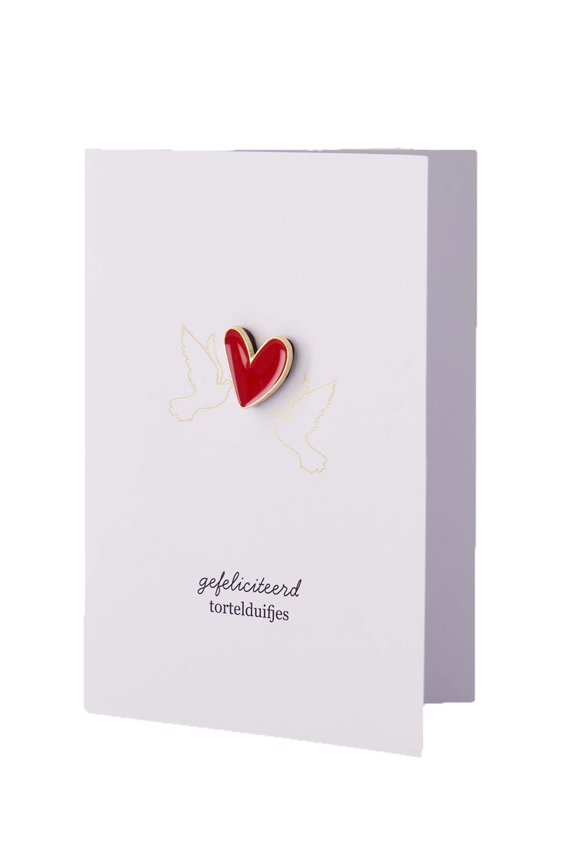 ansichtkaart magneet gefeliciteerd tortelduifjes