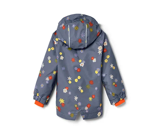 Kleinkinder-Regenjacke, mit Blumen-Alloverprint