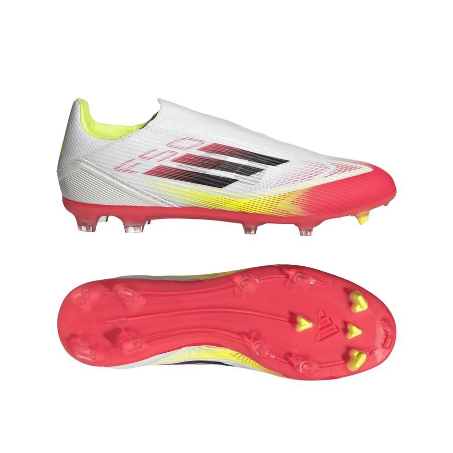 adidas F50 League Laceless FG/AG Pure Victory - Blanc/Noir/Jaune