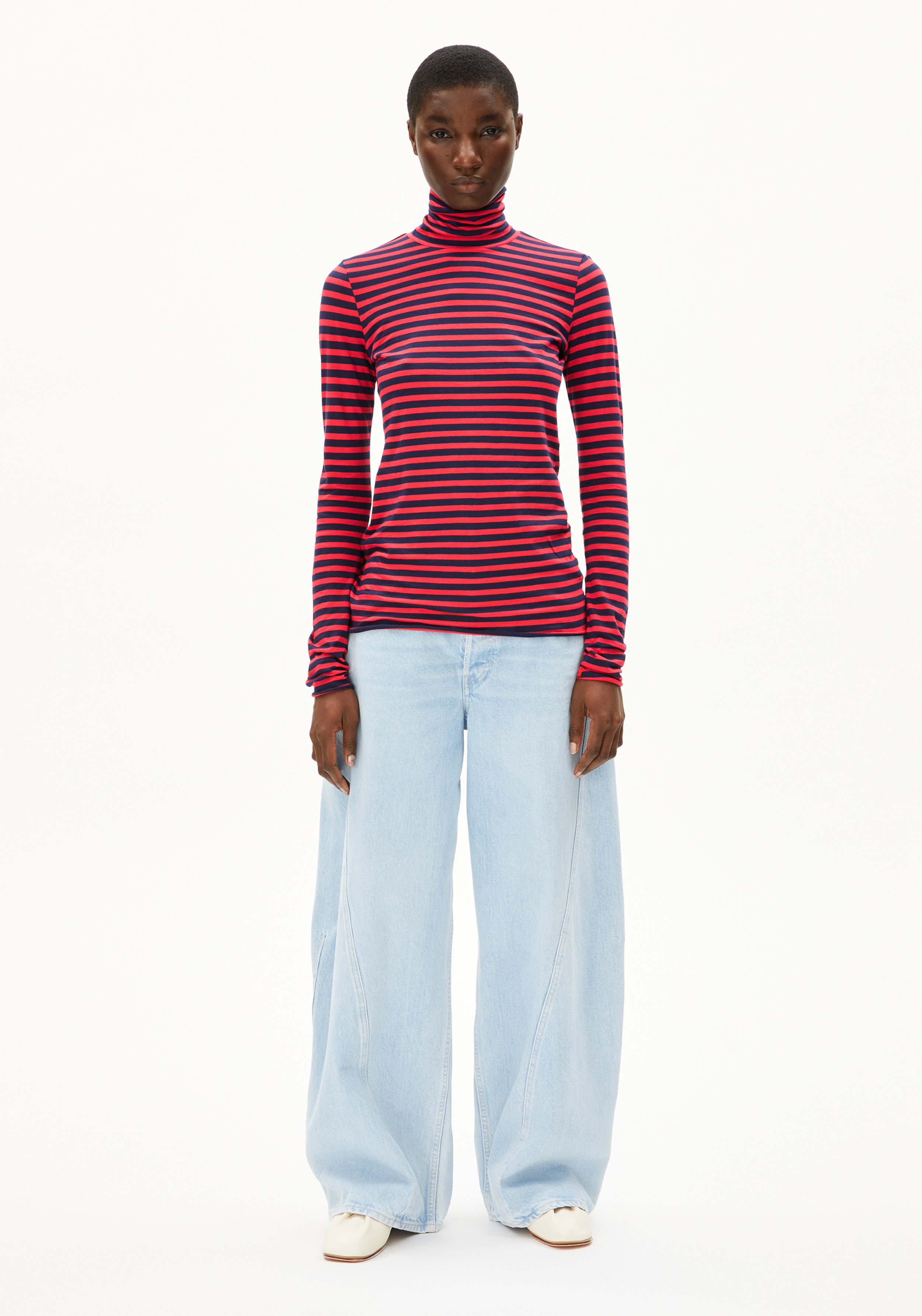 Armedangels Longsleeve Graziliaa Stripes Tinted Navy-Candy Apple