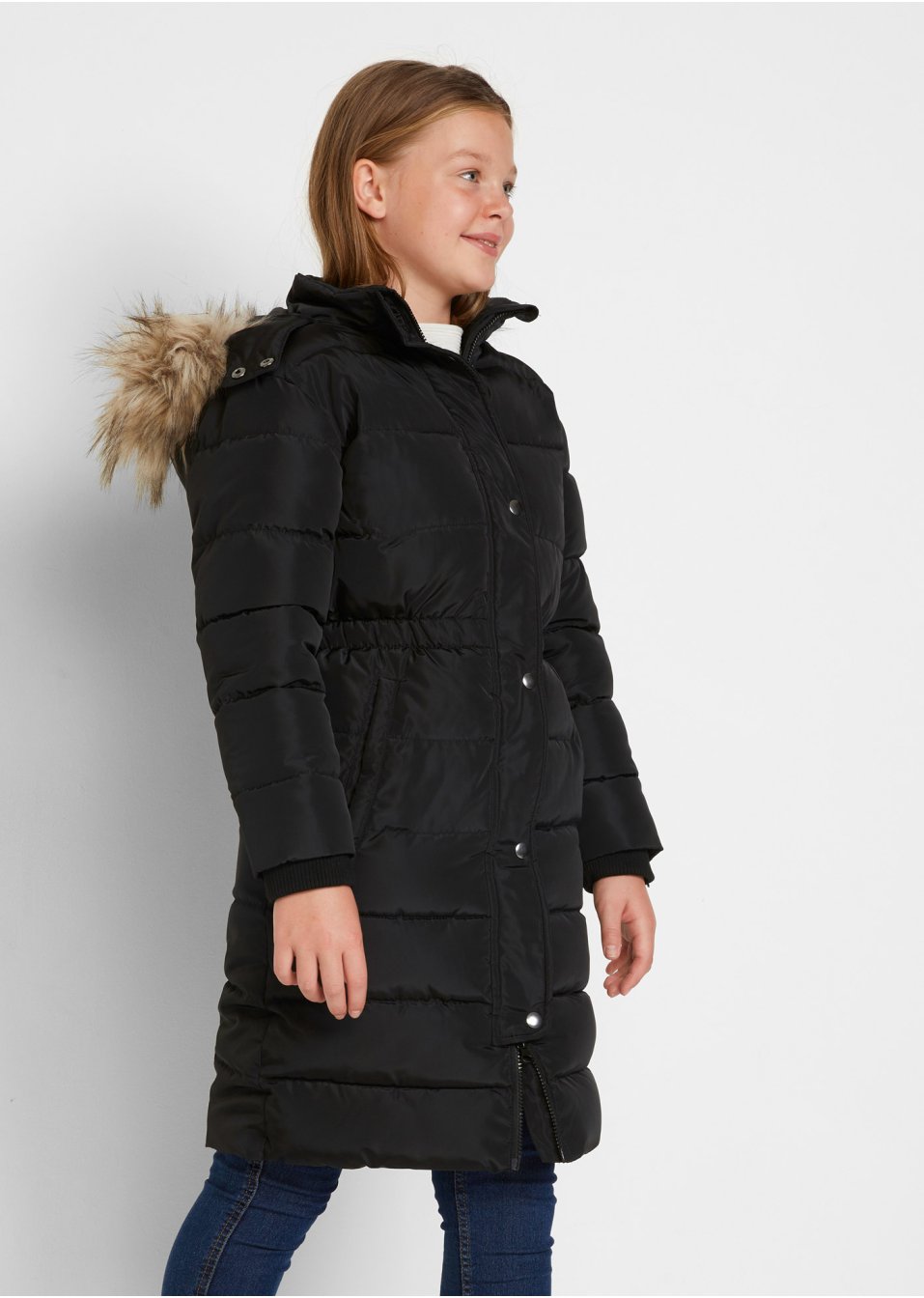 Manteau fille rembourré avec capuche amovible
