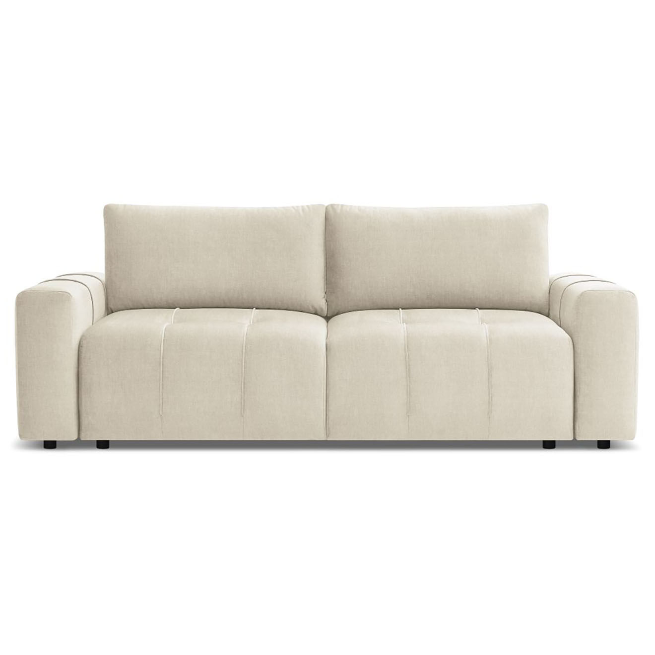 Bobochic Canapé droit convertible en Velours 3 places Arsène avec coffre beige - 248x105x90 cm