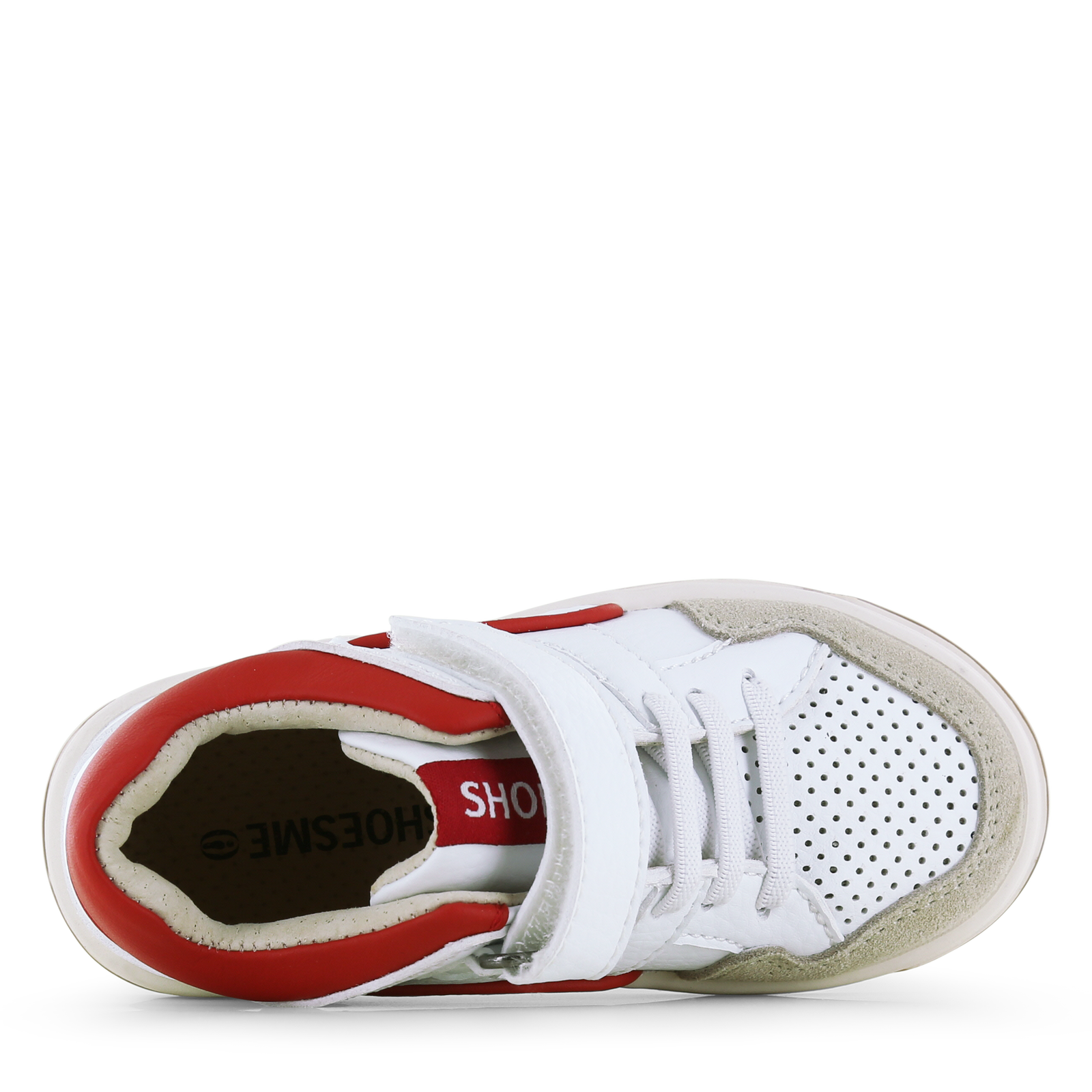 Shoesme witte sneaker met rode details Microfiber leer, Suède | Jongens sch