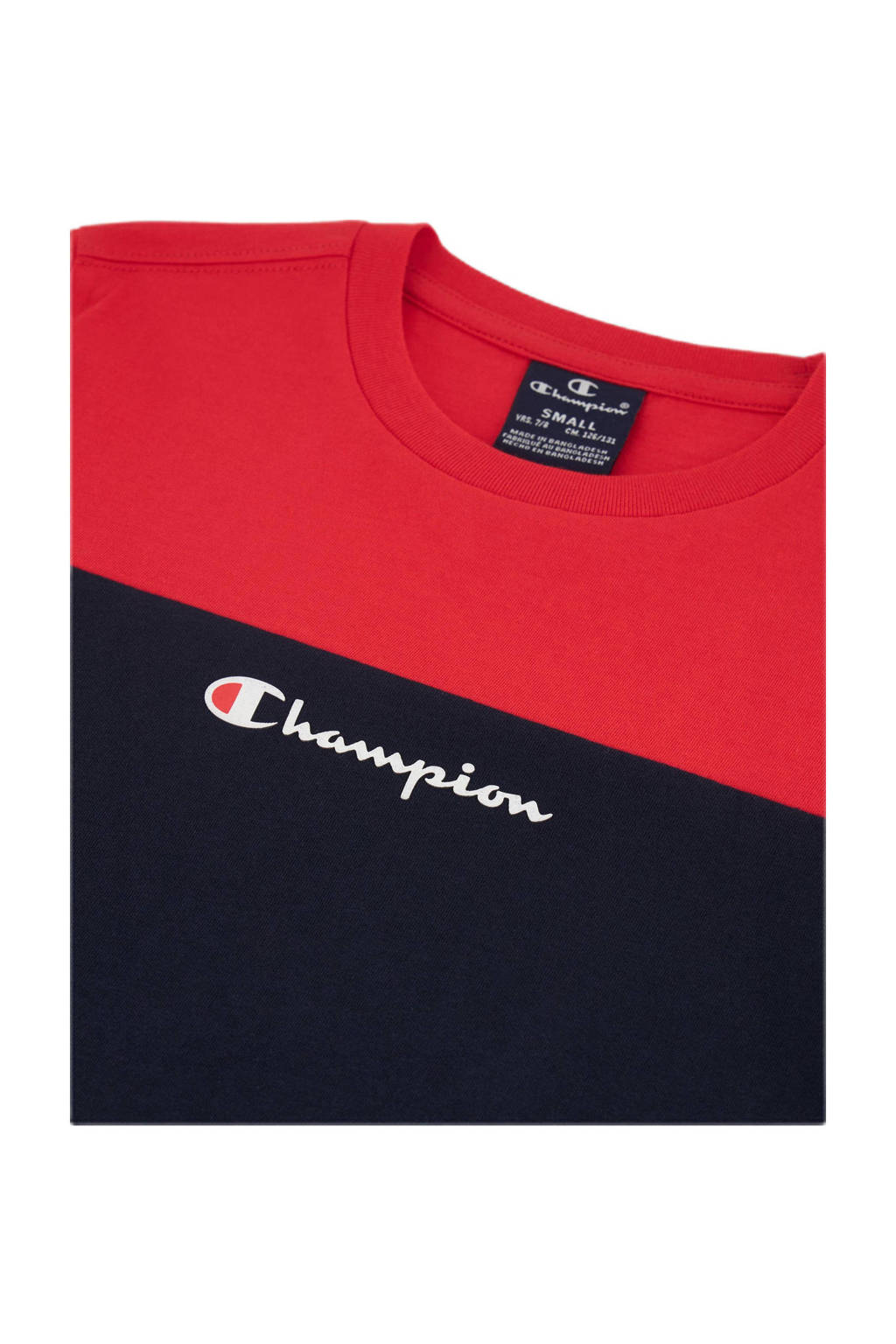 Champion T-shirt met logo donkerblauw/rood