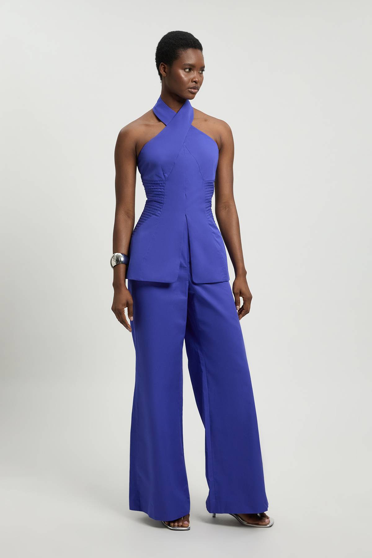 KarenMillen Combinaison-pantalon Petite En Satin De Coton Ajusté À Col Licou