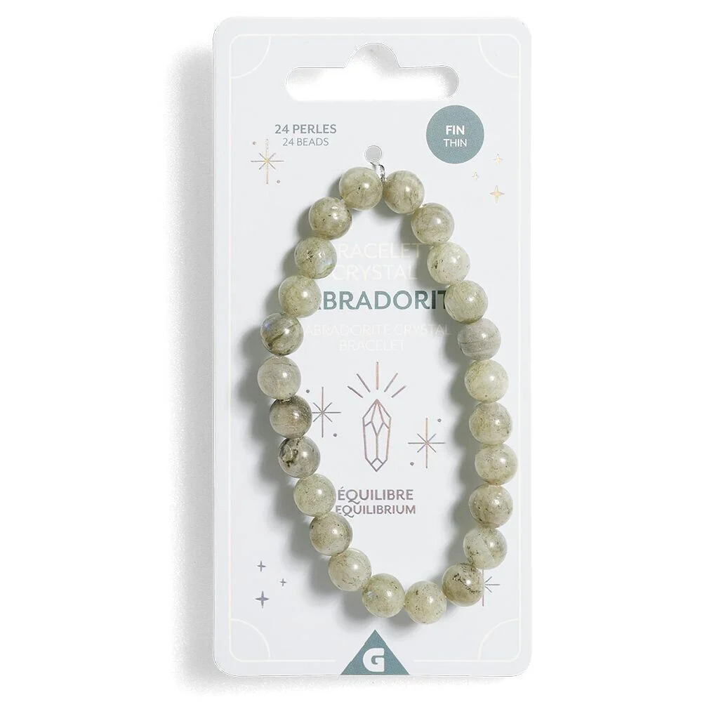 Bracelet crystal fin 24 perles labradorite vert - Équilibre