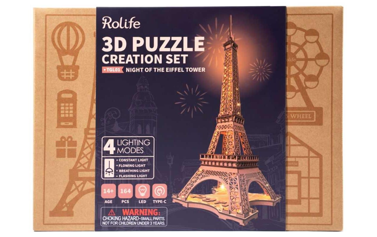 Bausatz Night Of The Eiffeltower3D-Puzzle aus lasergeschnittenen Holzteilen